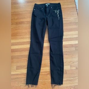 Good American “Good Legs” high rise black denim pants jeans with pearls - 27